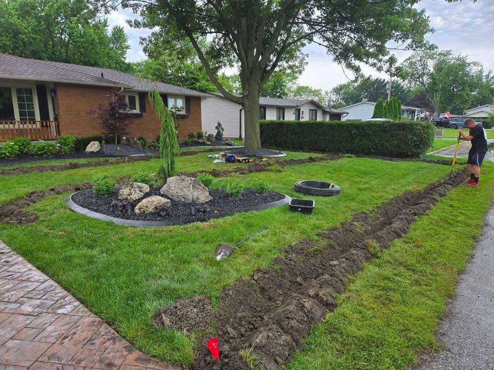 Truck pouring concrete walkway